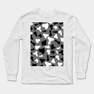 Grey Black White Dairy Cow Print Pattern Long Sleeve T-Shirt